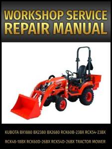 Kubota BX1880 BX2380 BX2680 Tractor Mower Service Repair Manual on CD