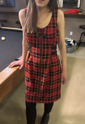 Vestido Jersey De Colección Betsey Johnson Rojo Cuadros Tartán 4 Años 90 Y2K Punk Gótico Grunge Años 00 Foto 1 de 4