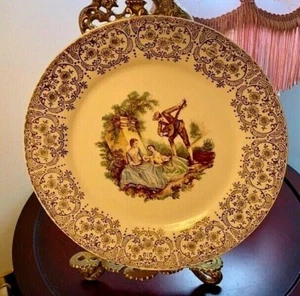 VINTAGE LIMOGES TRIUMPH CHINA D'OR 22K Gold Serving Plate 10" Made in the USA - Picture 1 of 3