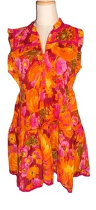 Sundance Blossoms Divine Nectarine Tiered Sleeveless Boho Babydoll Dress Sz PS - Picture 1 of 7