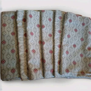 Cloth Napkins 100% Cotton Williams Sonoma Lot of 6 Gray With Red Flowers - Picture 1 of 4