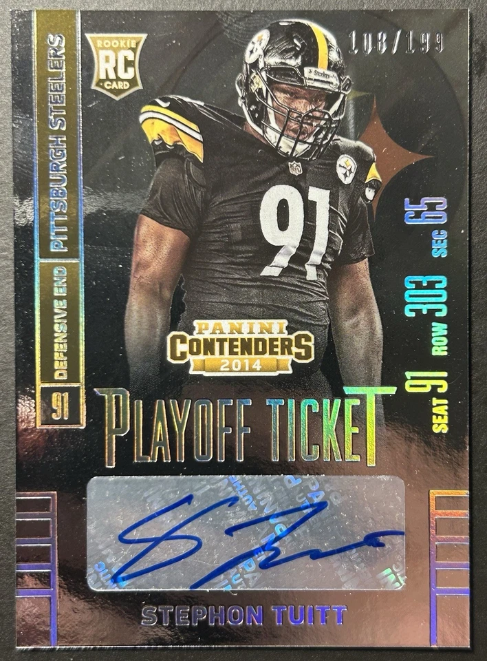 2014 Contenders Playoff Ticket /199 Stephon Tuitt (Seat Row Sec) Rookie Auto RC - Image 1 of 1
