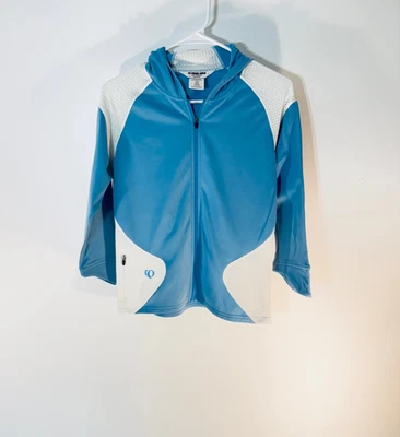 CHAQUETA MUJER PEARL IZUMI CON CAPUCHA CREMALLERA AZUL/BLANCO TALLA MED. MANGAS 3/4 Foto 1 de 4
