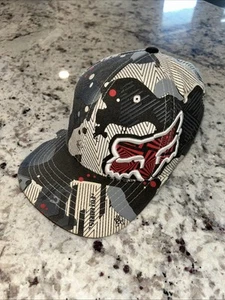 VINTAGE Fox Racing Flexfit All Over Print Mütze Y2K Grunge Skater Punk Gr. L/XL - Bild 1 von 10