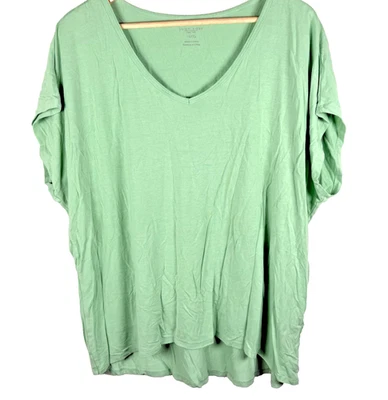 Blusa túnica Joan Vass para mujer talla 1X verde Dolman manga corta base cápsula top Foto 1 de 4