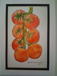 Original Aquarell Realismus signiert Gemälde, Tomaten, von Herbie Hasbrouck Jr - Bild 1 von 2