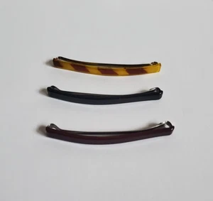 3 Vtg Goody Stainless Stay Tight Barrettes Faux Tort Black Maroon 3" 90s - Picture 1 of 18