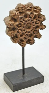 Antique Wooden Textile Printing Block on Stand Original Old Hand Carved - Picture 1 of 7