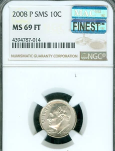 2008 P ROOSEVELT DIME NGC MS69 FT SMS MAC FINEST RARE MAC SPOTLESS . - Picture 1 of 2