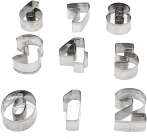 Numbers Cookie Cutters 2 Inches 9Pcs Jelly Fondant Cutter Set, Stainless Steel - Picture 1 of 12