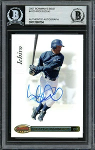 ICHIRO SUZUKI AUTOGRAPHED 2007 BOWMAN'S BEST CARD #4 MARINERS BECKETT 191286 - Picture 1 of 2