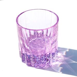 K9 Crystal Glass Rocks Whiskey Glasses Old Fashioned Glass Cut Clear 8oz Purple