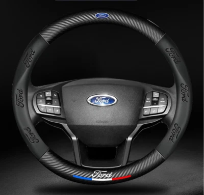 15" PU Leather+Carbon fiber Steering Wheel Cover For 1901-2025 Ford All models - Image 1 of 4