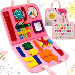 Toddler Busy Board Montessori Toys for 1 2 3 4 Year Old Girls/Boys Sensory Board - Picture 1 of 5