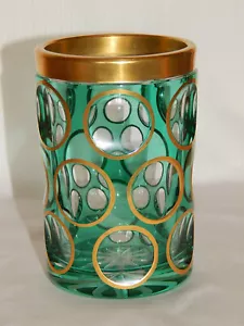 Taza de vidrio verde claro 16 lentes reductoras bordes dorados estrella de suelo - Imagen 1 de 6