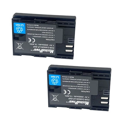 DOS PILAS para Cámara CANON LP-E6 EOS 5D Mark III Li-Ion 2000mAh BATERÍA X 2 Foto 1 de 4