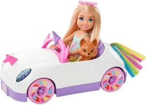 Barbie Club Chelsea Doll with Open Top Rainbow Unicorn Car - Picture 1 of 5