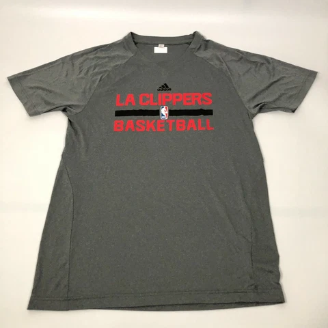 Los Angeles Clippers LA Adidas T Shirt L Large Mens Basketball NBA V Neck Gray Cover