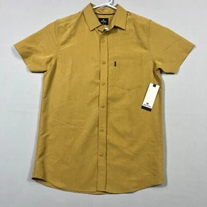Rip Curl Button Up Brown Modal Blend Casual Short Sleeve Party Shirt Mens XS - Imagen 1 de 10