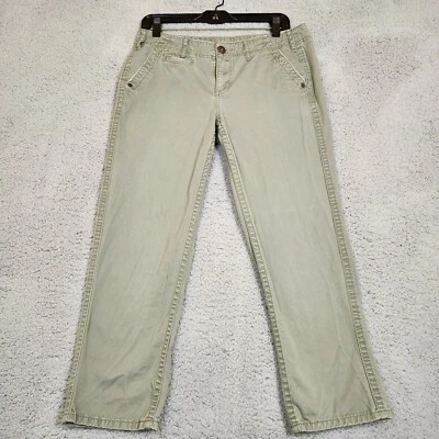 Elle Womens Size 6 (32X24) Chino Crop Khaki Green Pants Low Rise Casual Cotton - Image 1 of 4