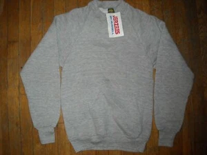 VTG 80 NOS BOYS 14 16 LARGE HEATHER GRAY RAGLAN BLANK RAYON TRI BLEND SWEATSHIRT - Picture 1 of 3