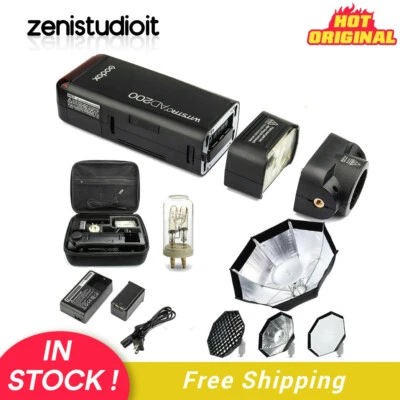 US Godox AD200 2.4 TTL Double Head Pocket Flash Speedlite+AD-S7 Grid Softbox Kit - Image 1 of 4