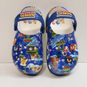 RARE Toddlers Sz 9 Sonic the Hedgehog Blue Classic Clog With Jibbitz Charms GUC - Picture 1 of 13