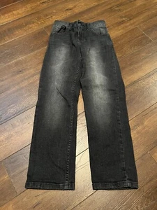 WONDER NATION Black Relaxed Fit Denim Jeans Boys Size 8 Slim Adjustable Waist - Picture 1 of 4