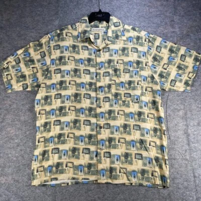 Munsingwear Hawaiian Shirt Mens Medium Rayon Geometric Button Front Camp Retro - Image 1 of 4