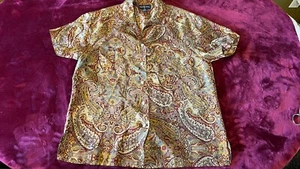 Vintage Single Stitch Lauren Ralph Lauren Silk Paisley Button Down Blouse Sz 10 - Picture 1 of 12