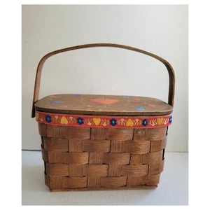Vintage 1960's Basketville Woven Wood Purse - Picture 1 of 6