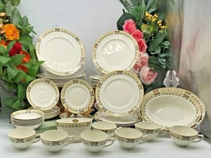 Vintage 43 Piece Set Alfred Meakin Riga Deco Style England Fruit Basket Flowers - Picture 1 of 12