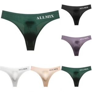 Men Pouch Ice Silk Briefs Sport Thong Sexy Middle Waist Panties Underwear Shorts - Picture 1 of 11