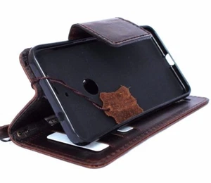 genuine real leather case for Huawei Nexus 6P book wallet magnet cover brown new - Picture 1 of 7