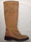 Sax Italy Tan Brown Suede Leather Knee High Stitched Cowboy Biker Boots 4 37