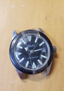 RARE Vintage 60's 70's Chalet Men's Diver Black Green Luminescent Watch Window - Picture 1 of 6