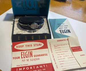 Elgin Starlite Wristwatch 17 Jewels 10K Rolled Gold Original Box Papers TESTED - Picture 1 of 9