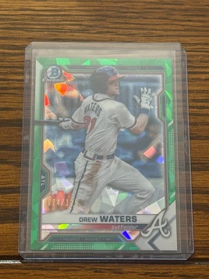 Drew Waters 24/125 2021 Saphire Green Bowman Chrome Prospects #81 Braves - Image 1 of 2