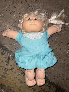 Vintage Cabbage Patch Doll Blond Blue Dress 1985 Red Signature - Bild 1 von 4