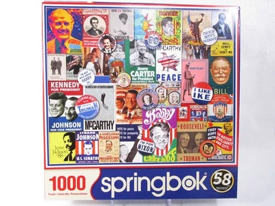 Springbok PUZZLE 1000 pc POSTER POLITICS ~ Complete Regan Truman Kennedy Nixon - Image 1 of 4