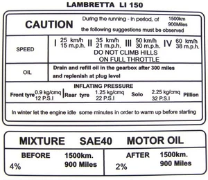 Lambretta Sticker Running in Li150 Series 1 2 3 - Picture 1 of 1