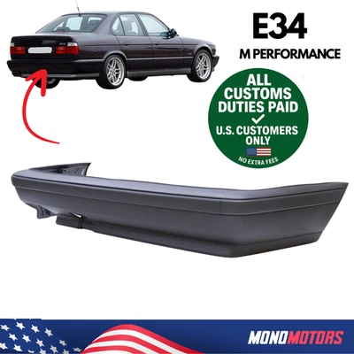 REAR BUMPER M STYLE WITH DOUBLE EXHAUST FOR BMW E34 1987–1995 OEM 51122230383 - Image 1 of 4