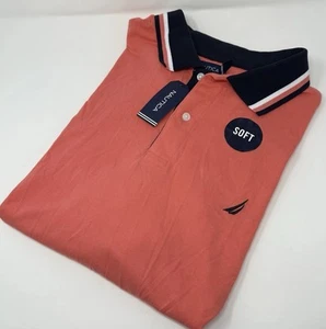 NWT NAUTICA MEN'S POLO SHIRT SIZE SZ XXL S/S 100% COTTON PALE CORAL - Picture 1 of 5