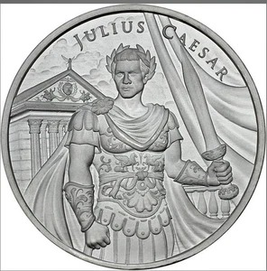 Legendary Warriors ~ Julius Caesar ~~ 1 oz .999 Fine Silver Round ~ Pristine - Picture 1 of 2