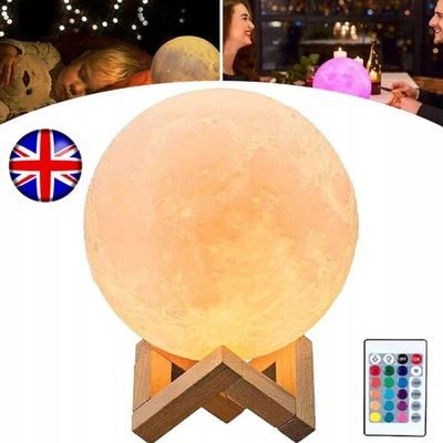 3D Moon Lamp Night Light with Stand & Remote 16 Colour Changing Moon Light