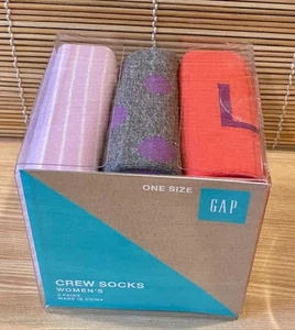 GAP SOCKS 3 Paar Damen CREW Socken Polka Dot Striped Love Lila Orange ONE SIZE - Bild 1 von 5