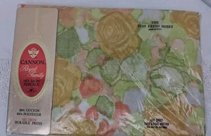 Vintage Cannon Royal Family MCM floreale senza ferro percalle doppio lenzuolo inferiore NOS - Foto 1 di 7