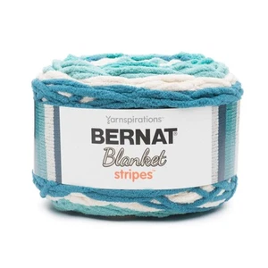 Manta Bernat hilo rayas, 10,5 oz, calibre 6 súper voluminoso grueso, oferta verde azulado - Imagen 1 de 1