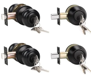 2 Pack All Keyed Same Entry Door Knob and Single Cylinder Deadbolt Combo Set,... - Picture 1 of 7