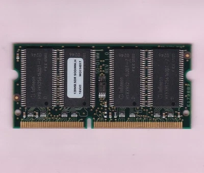 128MB PC-133 PNY 16VHS INFINEON SO-DIMM Laptop Ram Memory Stick PC133 3.3V SDRAM - Image 1 of 2